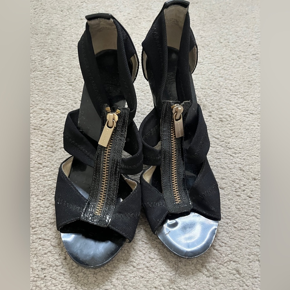 Michael Kors Black Heels with Gold Zipper